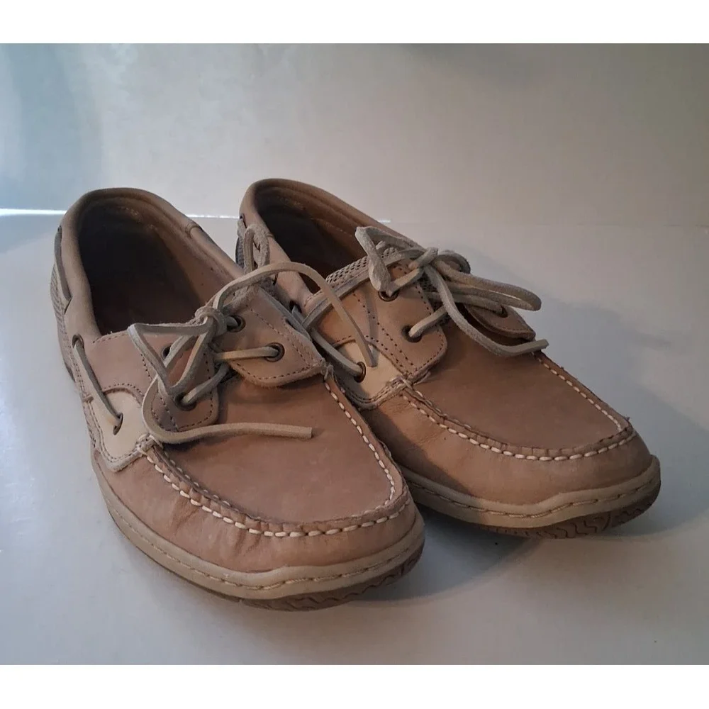 Highland Creek Chesapeake Men's Boat Shoes Loafers Size 10M Tan Leather NICE!